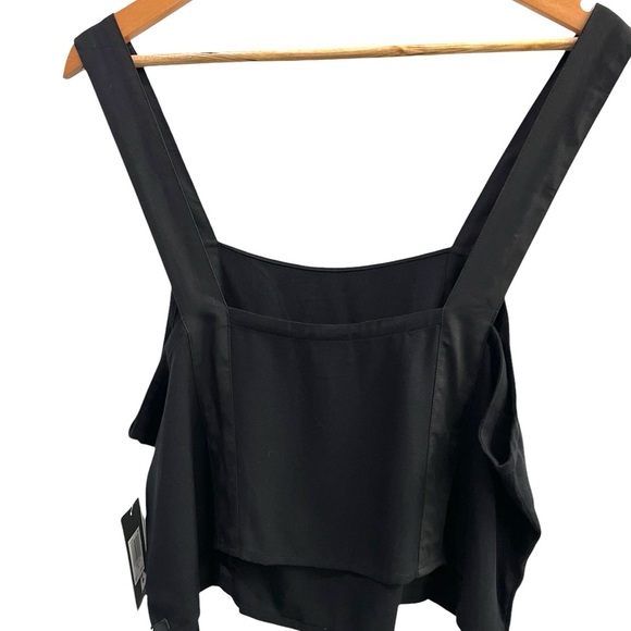 Hurley Women's Size XL Black Tuxedo Strap Crop Top, Skatergirl, Goth, Punkrock - Picture 7 of 8